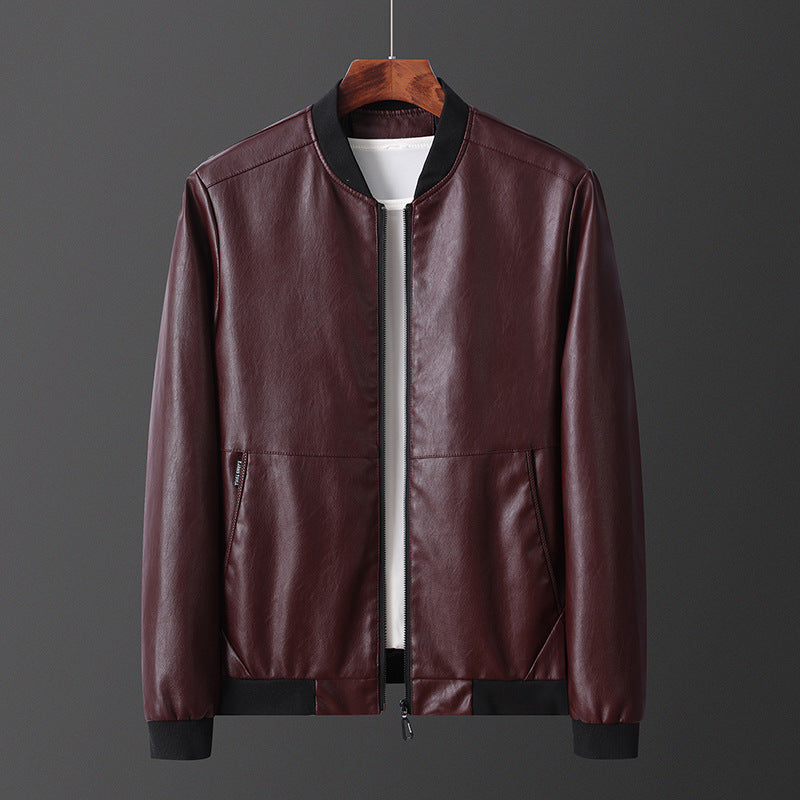 Herren Lederjacke Bomber Style Elastisch Modern