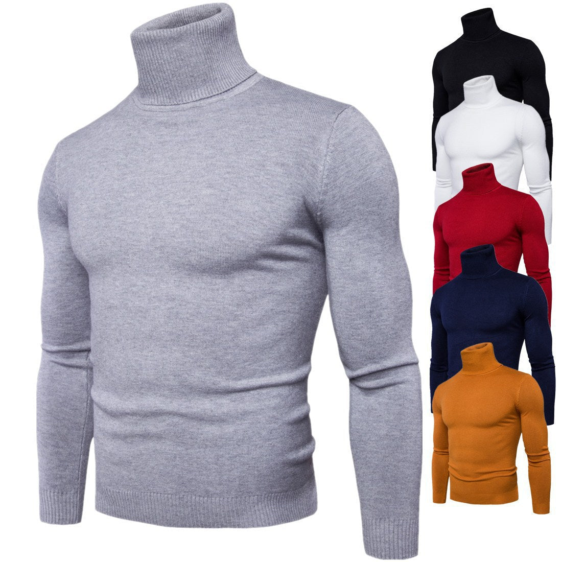 Herren Rollkragenpullover Merinowolle Weich Warm Elegante Optik