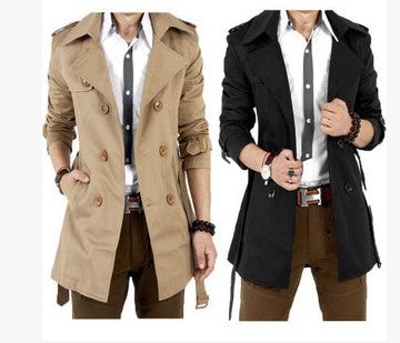Herren Trenchcoat Lang Modern mit Knöpfen und Taschen - BerlinGlamour