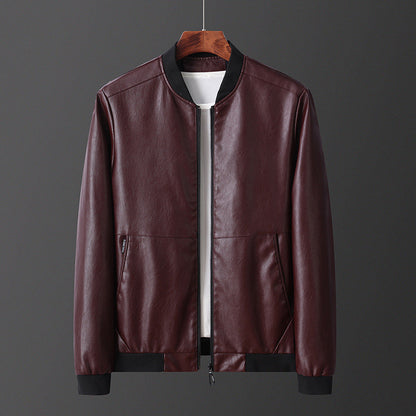 Herren Lederjacke Bomber Style Elastisch Modern