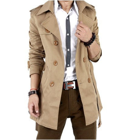 Herren Trenchcoat Eleganter Mantel mit Knöpfen und Taschen