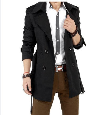 Herren Trenchcoat Lang Modern mit Knöpfen und Taschen