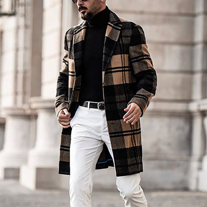 Herren Karomantel Wollmix Klassisch Elegent