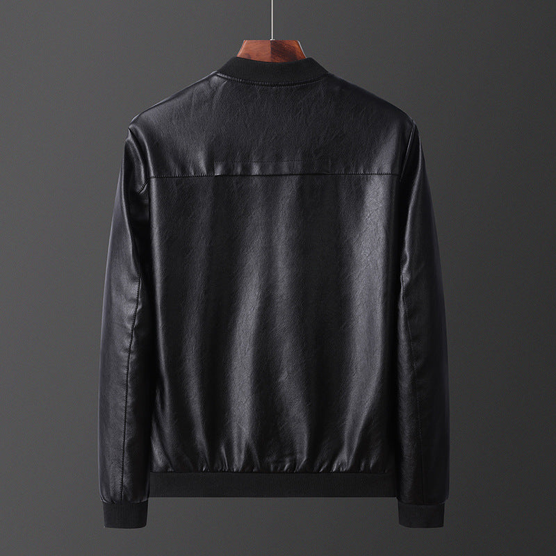 Herren Lederjacke Bomber Style Elastisch Modern