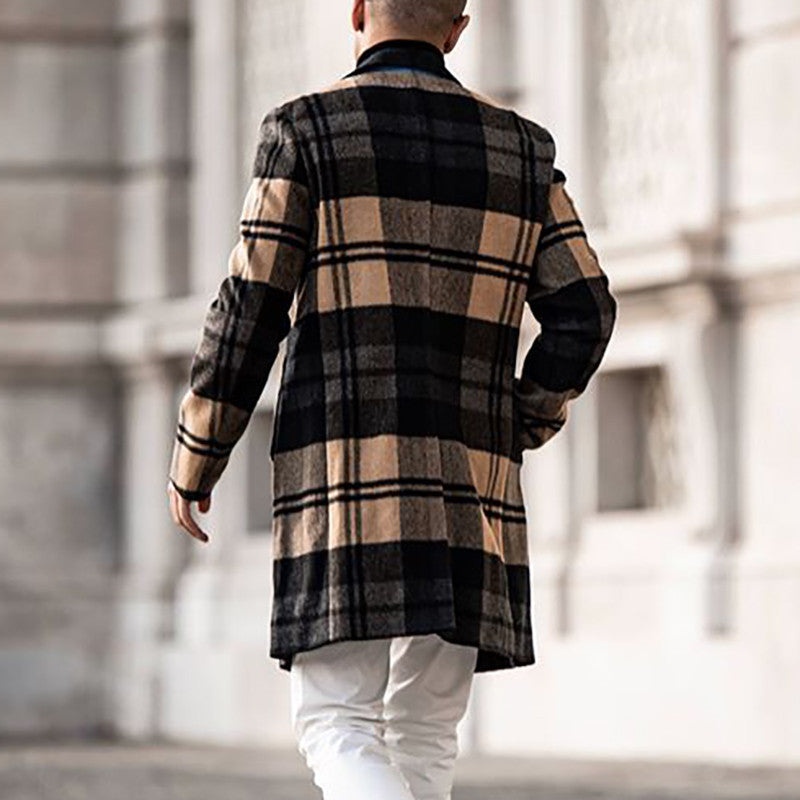 Herren Karomantel Wollmix Klassisch Elegent