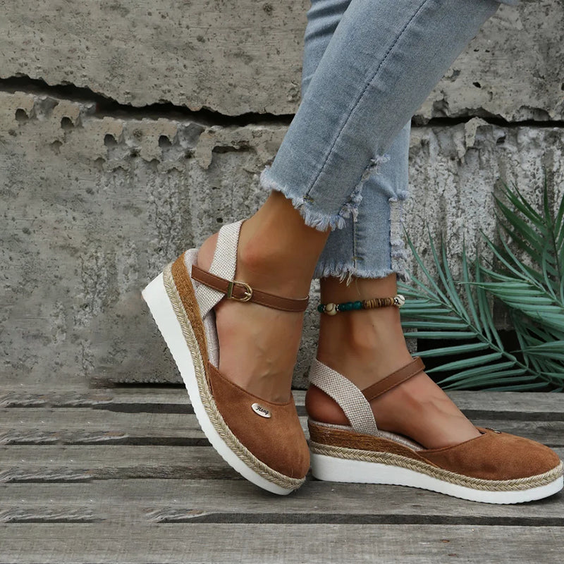 Vintage Sandalen Wedge Heels Damen Schuhe