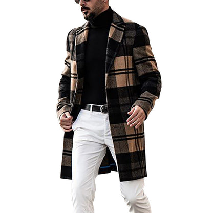 Herren Karomantel Wollmix Klassisch Elegent