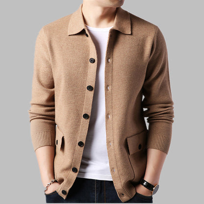 Herren Strickjacke Modern mit Knöpfen und Taschen