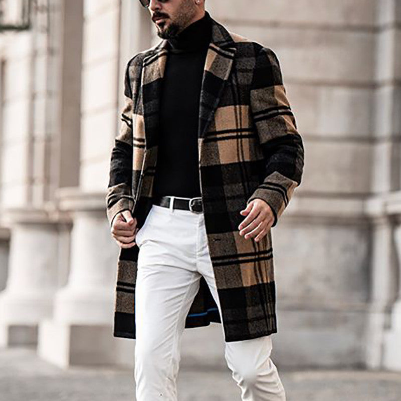 Herren Karomantel Wollmix Klassisch Elegent - BerlinGlamour