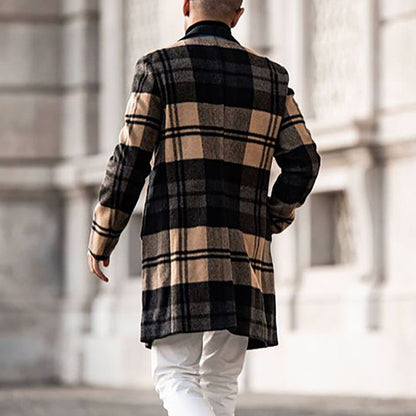 Herren Karomantel Wollmix Klassisch Elegent