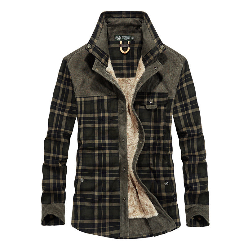 Herren Flanelljacke Fleecegefüttert Warm Modern