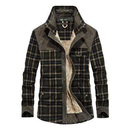 Herren Flanelljacke Fleecegefüttert Warm Modern