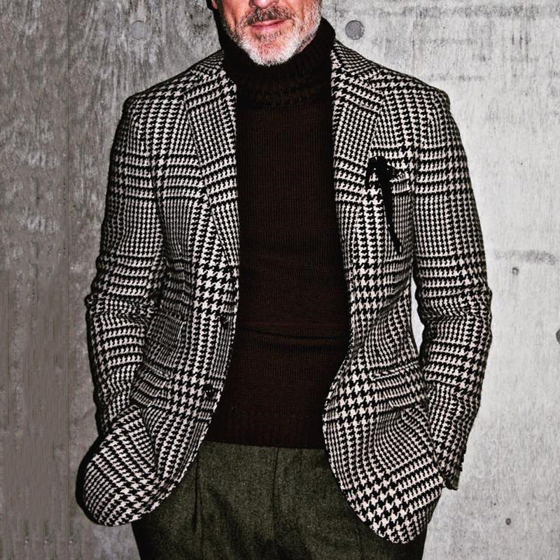 Herren Blazer Modern Hahnentritt MusterSlim Fit