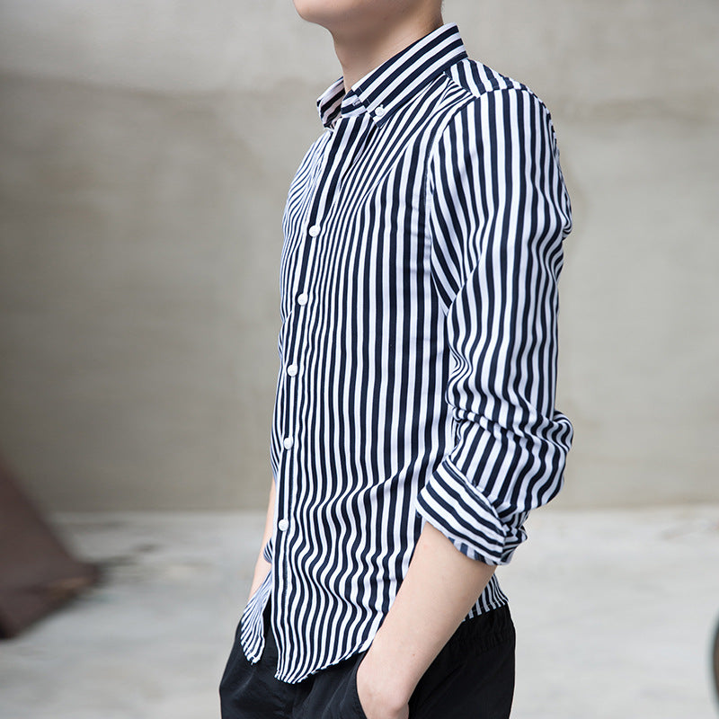 Herren Langarmhemd mit feinen Streifen Modern Elegant