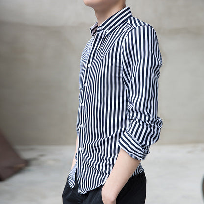 Herren Langarmhemd mit feinen Streifen Modern Elegant