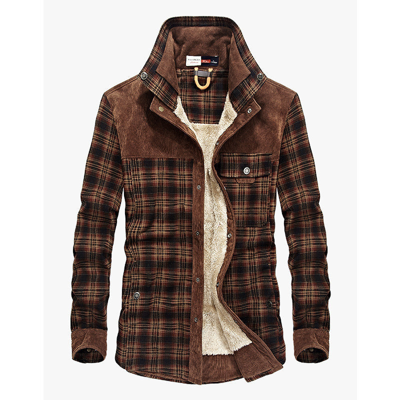 Herren Flanelljacke Fleecegefüttert Warm Modern