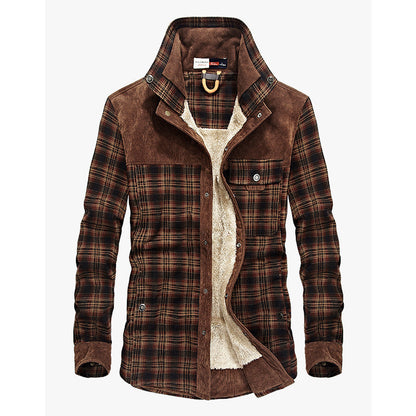Herren Flanelljacke Fleecegefüttert Warm Modern