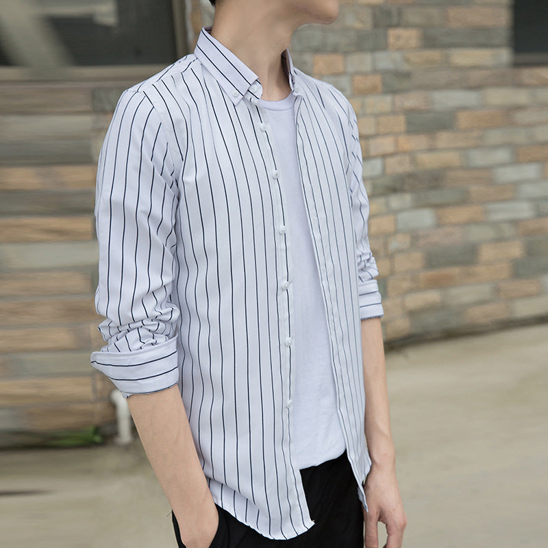 Herren Langarmhemd mit feinen Streifen Modern Elegant