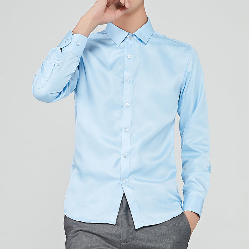 Herren Langarmhemd Slim Fit atmungsaktiv Baumwolle