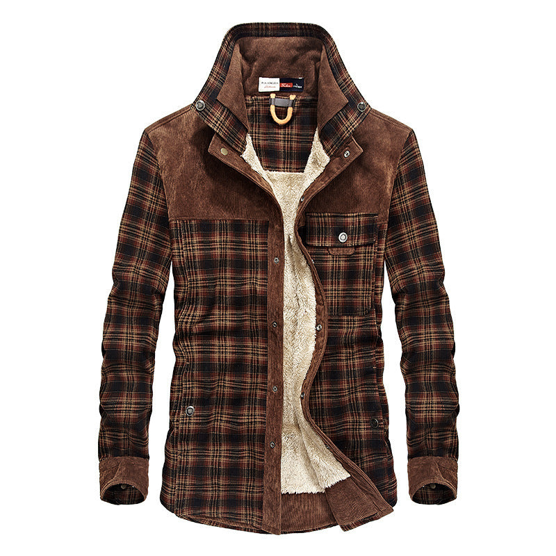Herren Flanelljacke Fleecegefüttert Warm Modern