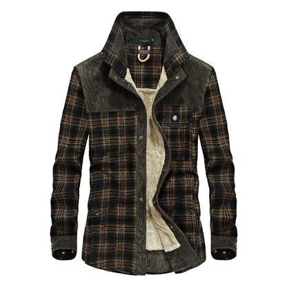 Herren Flanelljacke Fleecegefüttert Warm Modern