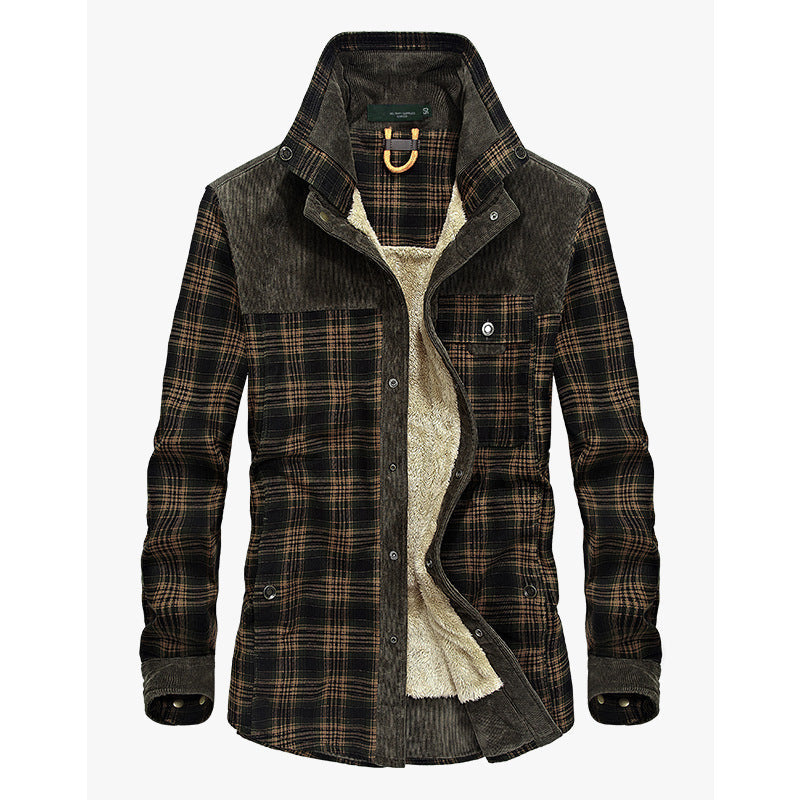 Herren Flanelljacke Fleecegefüttert Warm Modern