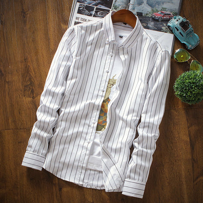 Herren Langarmhemd mit feinen Streifen Modern Elegant - BerlinGlamour