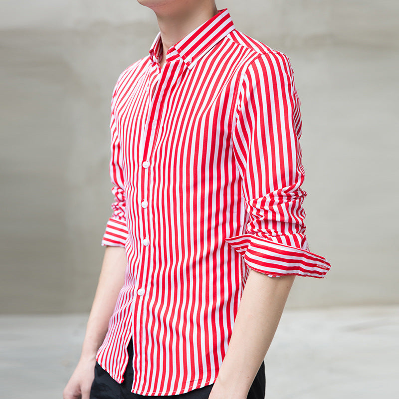 Herren Langarmhemd mit feinen Streifen Modern Elegant