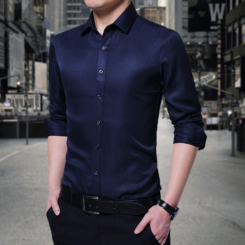 Herren Langarmhemd Slim Fit atmungsaktiv Baumwolle
