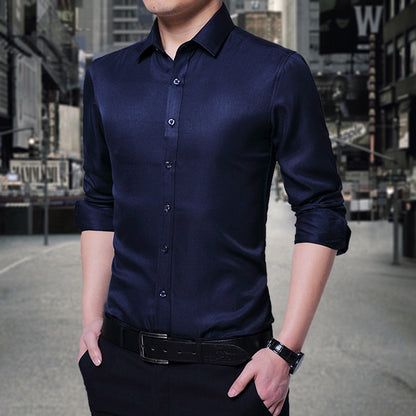 Herren Langarmhemd Slim Fit atmungsaktiv Baumwolle