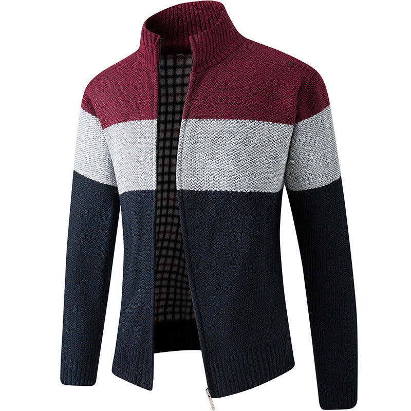 Herren Strickjacke Modern Gestreift Kragen