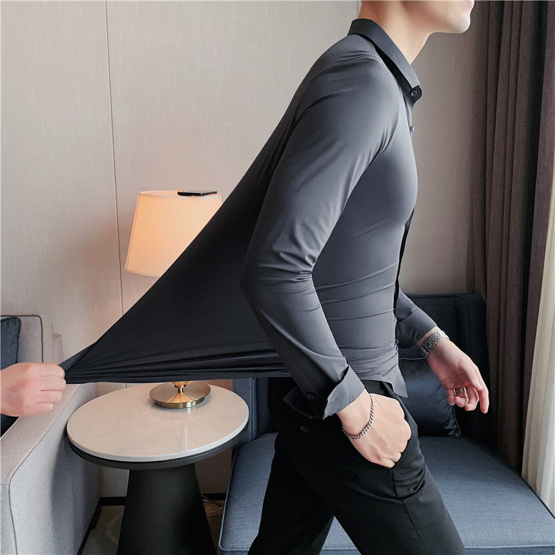 Herren Hemd Slim Fit Langarm Business Stretch