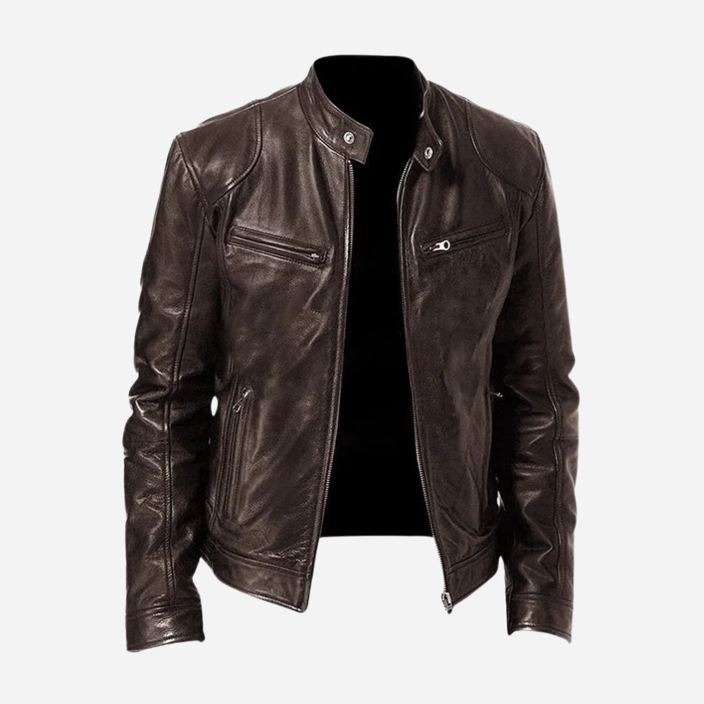 Lederjacke Herren Ledermantel Entspannt Modern