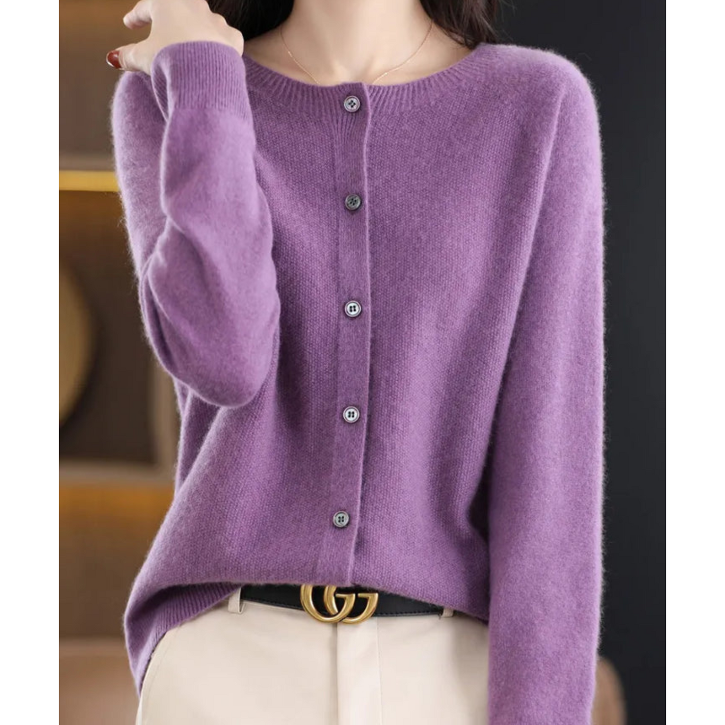 Damen Strickjacke Merinowolle Kaschmir Pullover Weich