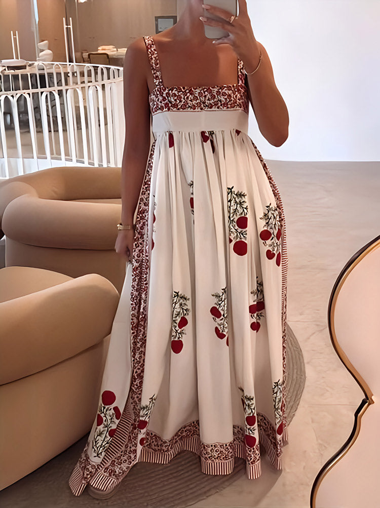 Boho Maxikleid mit Trägern Floral Leicht