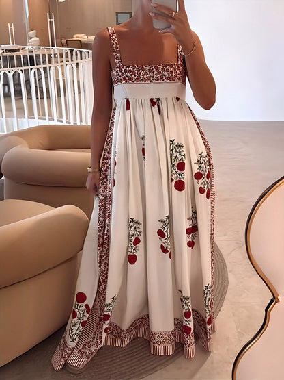 Boho Maxikleid mit Trägern Floral Leicht