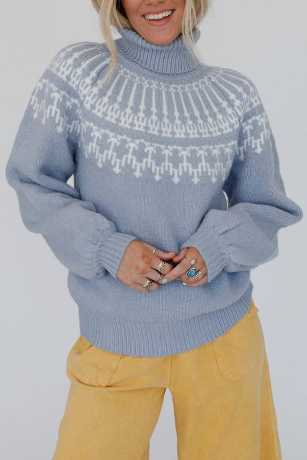 Weihnachtspullover Rollkragen Langarm Verdickt Gestrickt