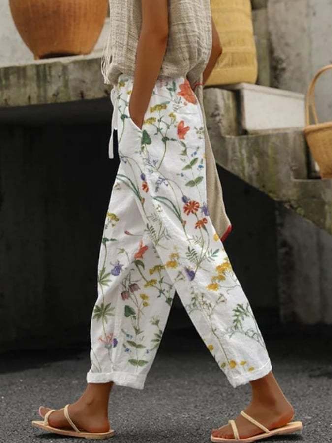 Weite Damen Hose Moderner Print Bequem