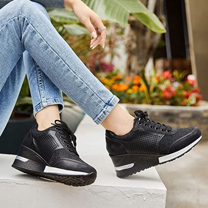 Hohe Sneaker Damen Keilabsatz Orthopädisch Bequem