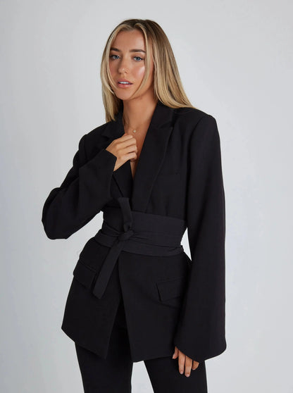 Damen Blazer Gürtel Elegant Modern - BerlinGlamour