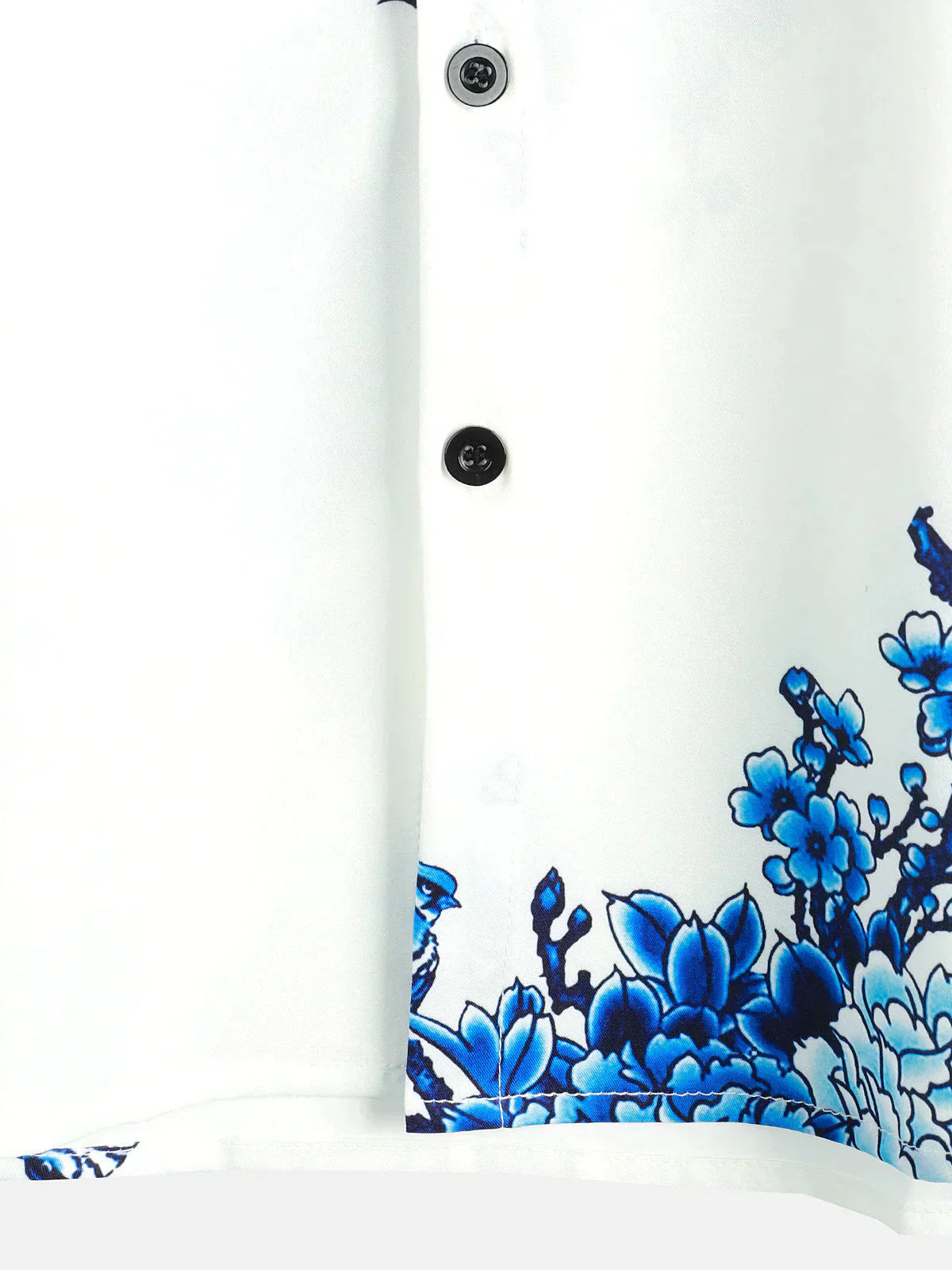 Sommerhemd Weiß Floral Kurzarm Hemd für Männer