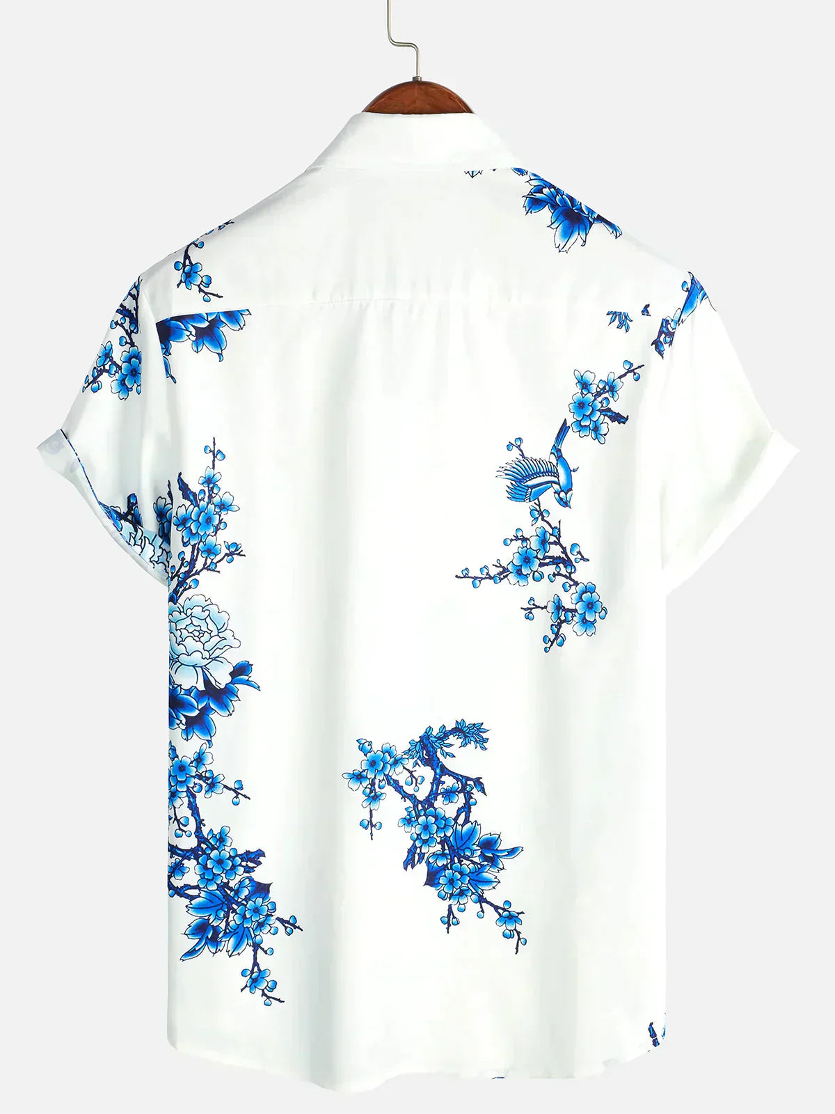 Sommerhemd Weiß Floral Kurzarm Hemd für Männer