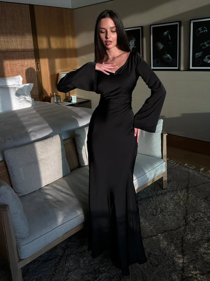 Elegantes Maxi-Kleid Langärmlig Für Damen