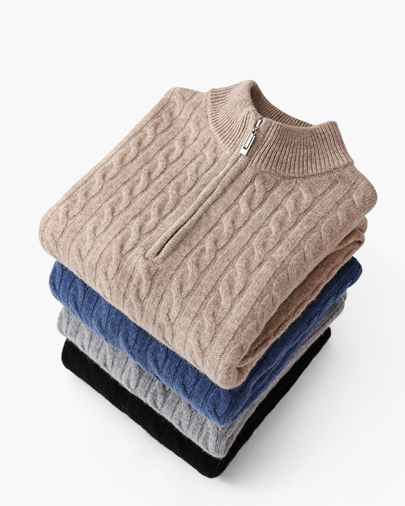 Herren Pullover Chunky Knit Kaschmir Warm mit Kabelmuster - BerlinGlamour