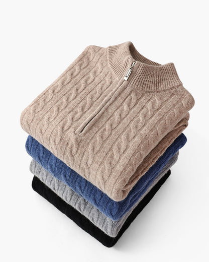 Herren Pullover Chunky Knit Kaschmir Warm mit Kabelmuster - BerlinGlamour