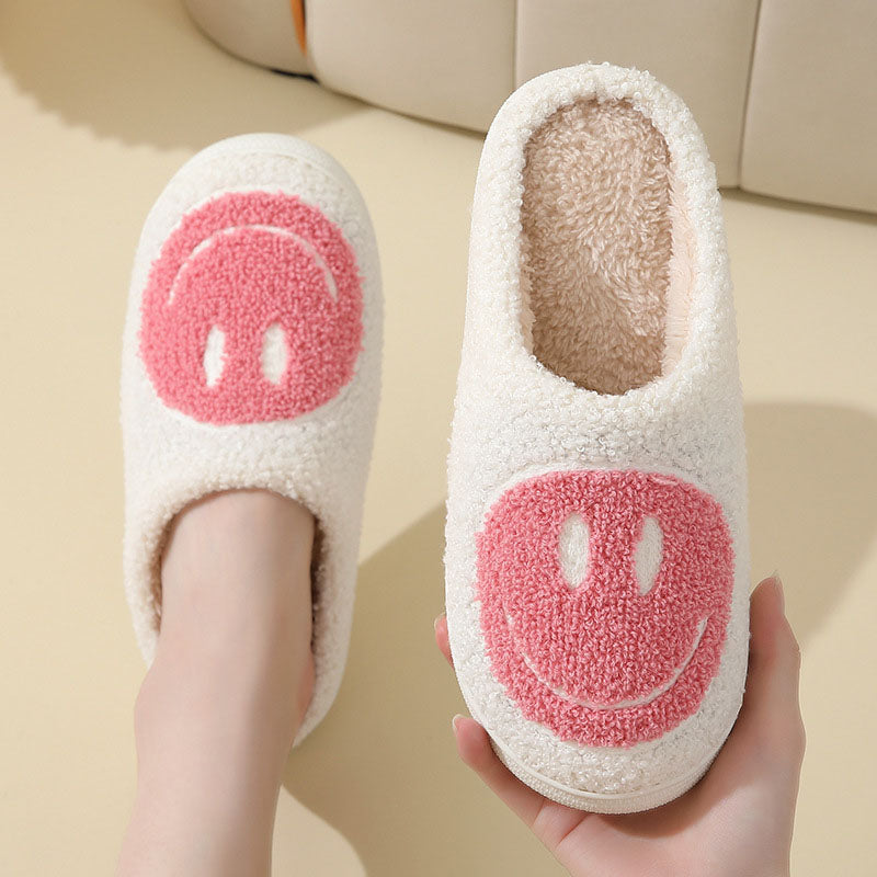 Weiche Pelzpantoffel Smiley Muster Warm