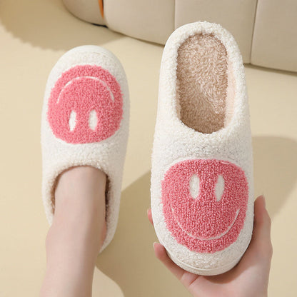 Weiche Pelzpantoffel Smiley Muster Warm