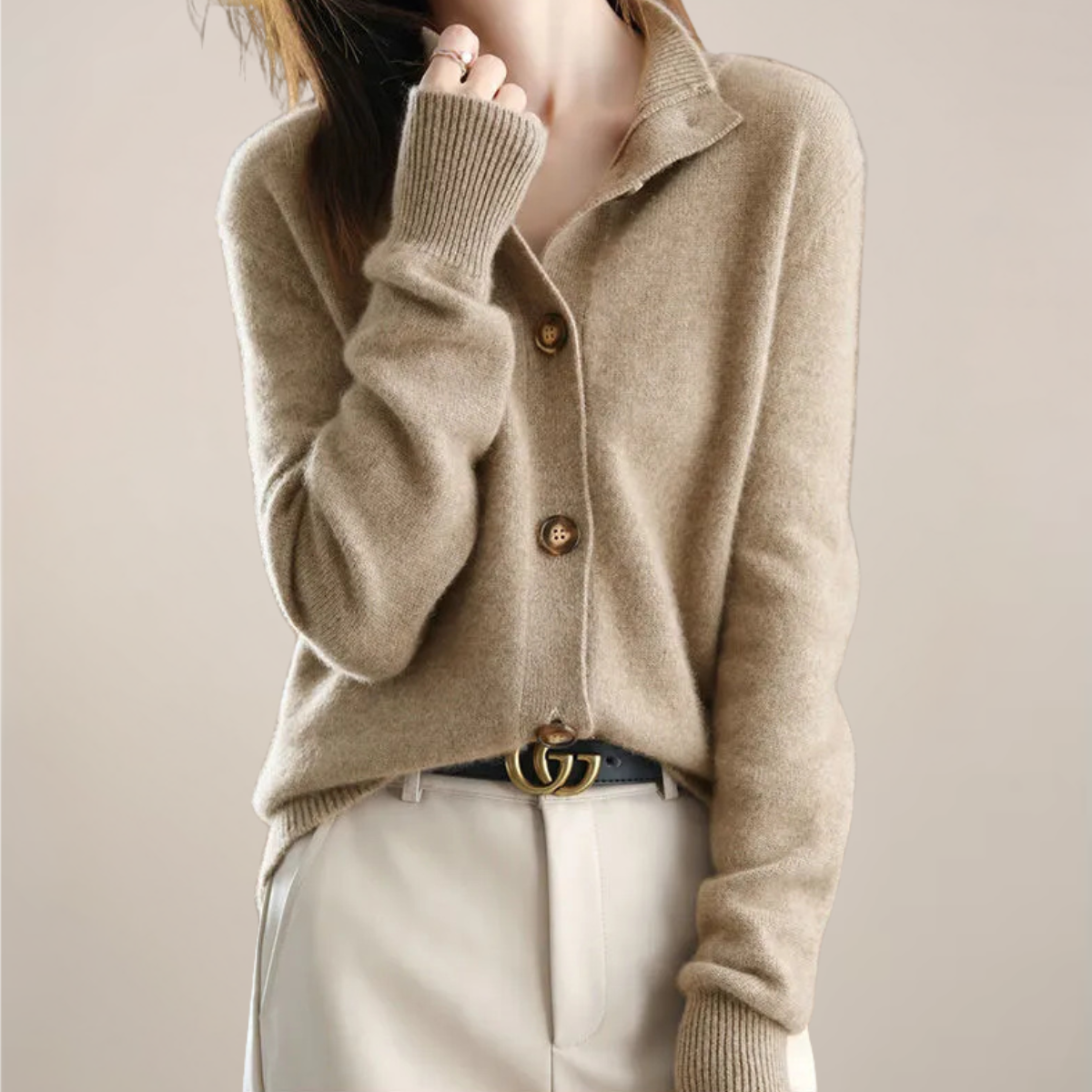 Damen Cardigan Frühling Kragen Knöpfe Modern - BerlinGlamour