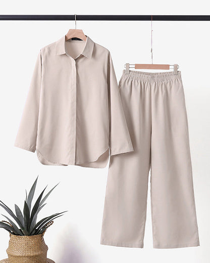 Damen Leinen Set Bequem Sommer Mit Taschen