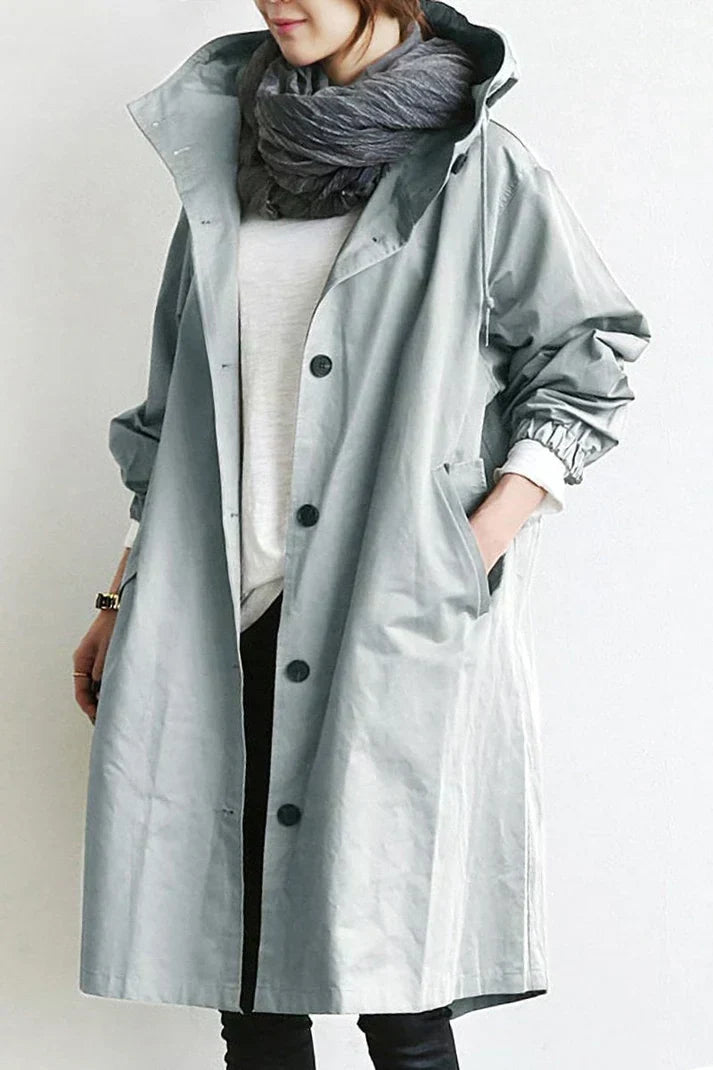 Wasserdichte Trenchcoat Damen Regenmantel mit Kapuze - BerlinGlamour